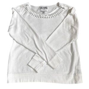 Victoria Sport Raw Hem Cutout Twisted Oversize Sweatshirt White Size XS